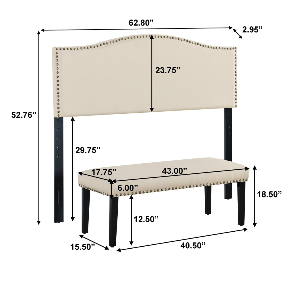 Linen Fabric Headboard and Bench Set H9018