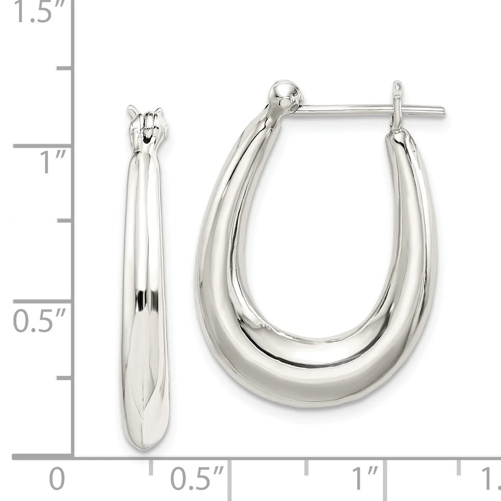 925 Sterling Silver Oval Hoop Earrings E340453