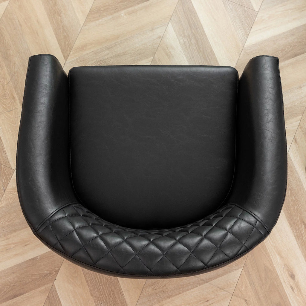 Mid Century Modern Tufted Faux Leather Barrel Armchair D335