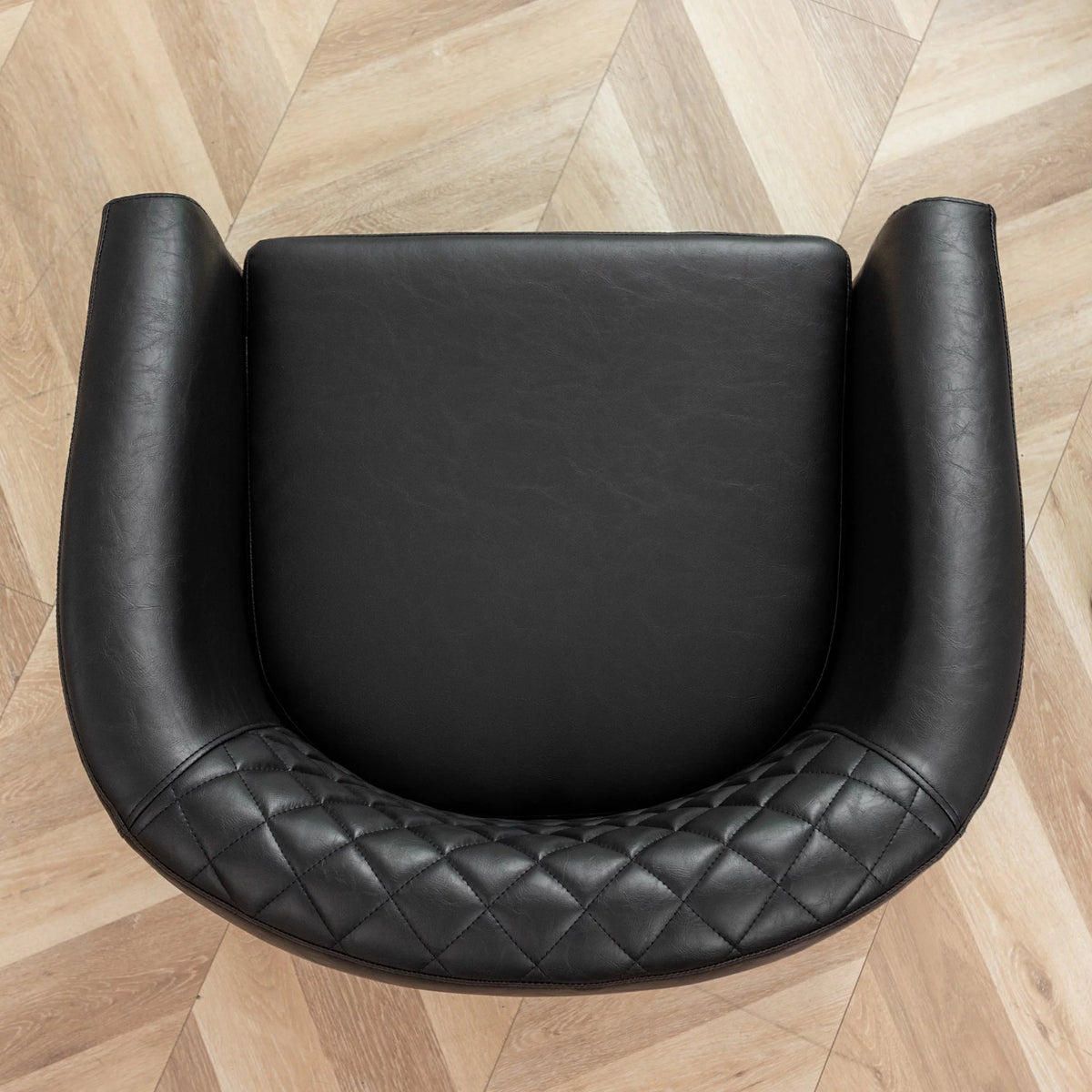 Mid Century Modern Tufted Faux Leather Barrel Armchair D335