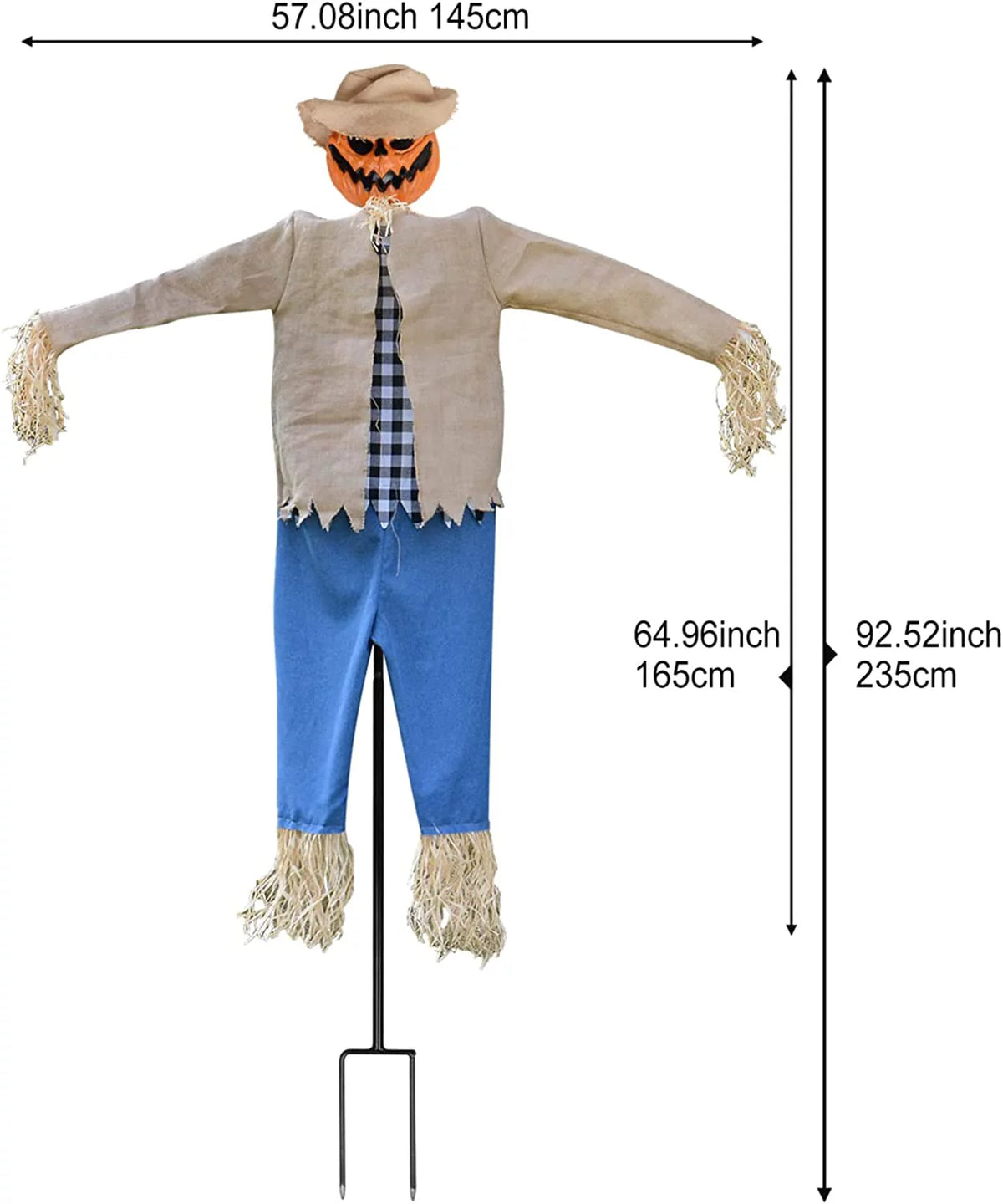 7.5 Feet Halloween Scarecrow Ghost Decorations with Metal Stand Y9410