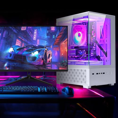 White Desktop PC AMD Ryzen 7-5700G 8 core 3.9GHz 16G DDR4 RAM 512GB NVME SSD Tower Computer with Power Supply 400W H756