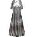 Silver Metallic A Line Maxi Dress X549