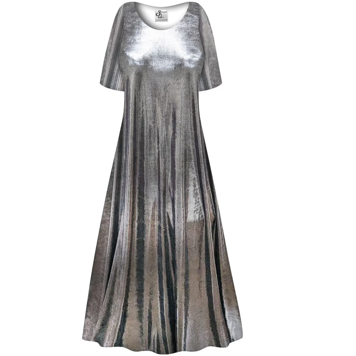 Silver Metallic A Line Maxi Dress X549