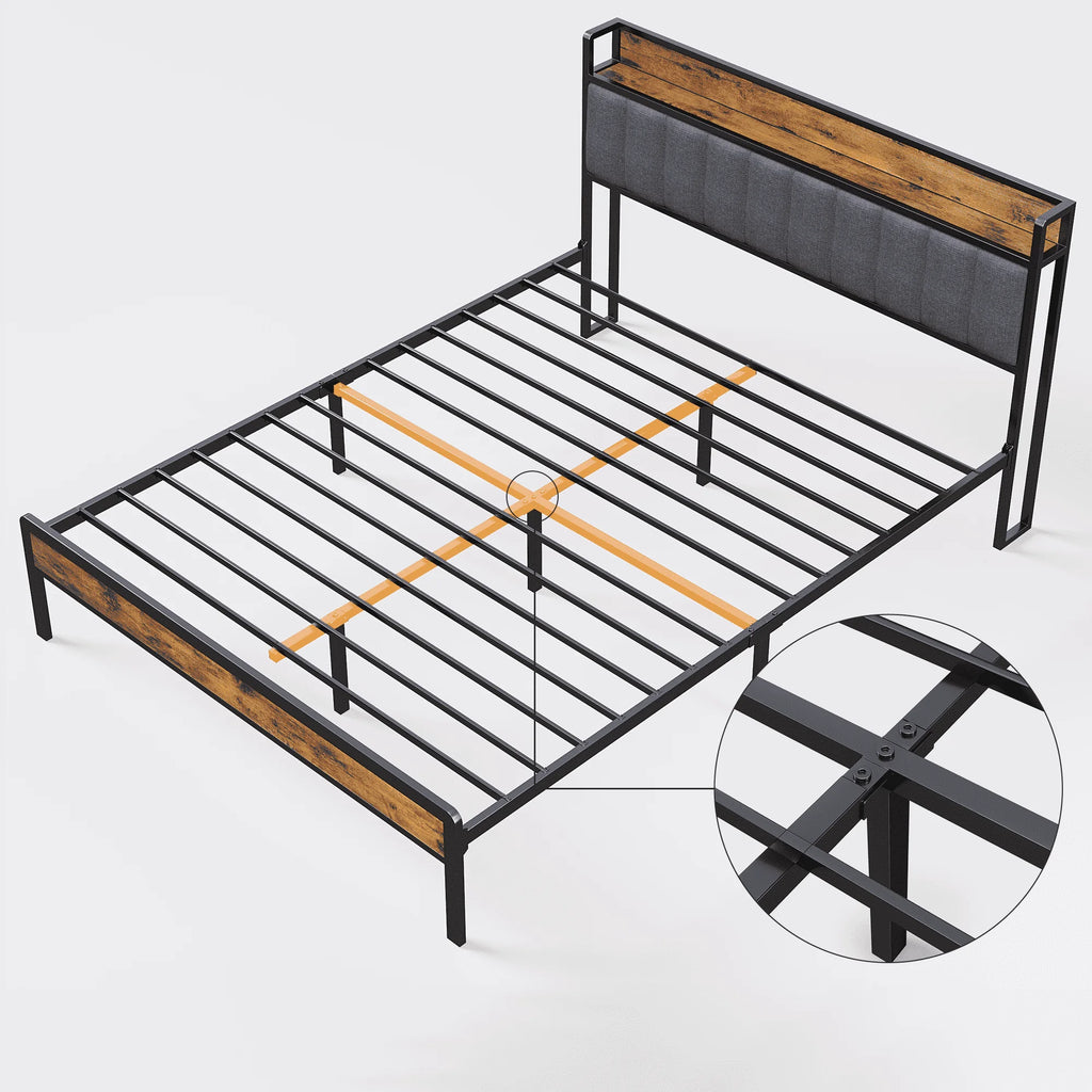 Queen Size Light Gray Platform Bed Frame Q63137