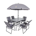 8 Piece Patio Dining Set with Umbrella and 6 Folding Chairs E792