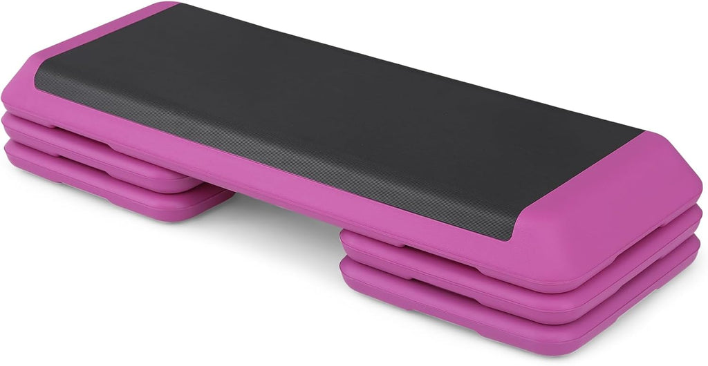 43-Inch Exercise Stepper Platform with Risers, Adjust Height 4 inch - 6 inch - 8 inch, Pink R731900