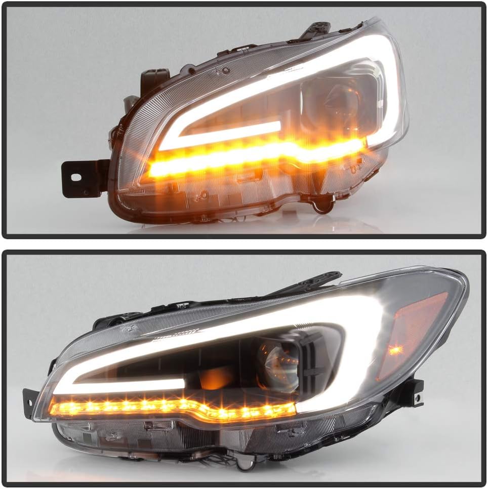 Black Housing LED Tube Projector Headlights Pair B240788