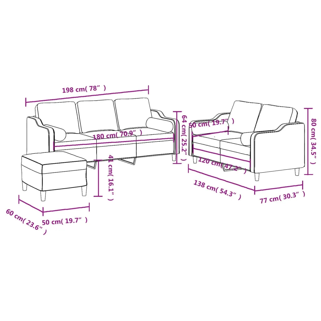 3 Piece Dark Gray Fabric Sofa Set Z51499