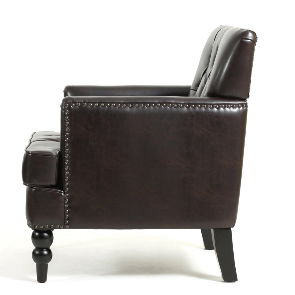 Bonded Leather Club Chair, Brown X46094