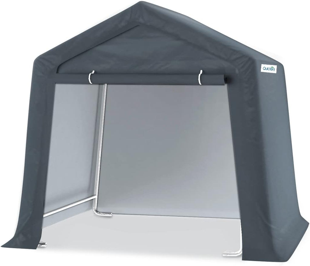 Gray 6x6 ft Portable Garage Shelter Outdoor Storage Shed Car Canopy Carport O611658