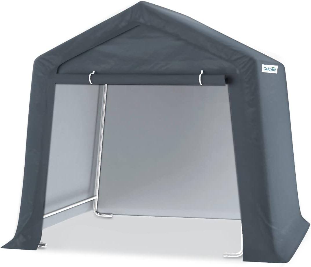 Gray 6x6 ft Portable Garage Shelter Outdoor Storage Shed Car Canopy Carport O611658