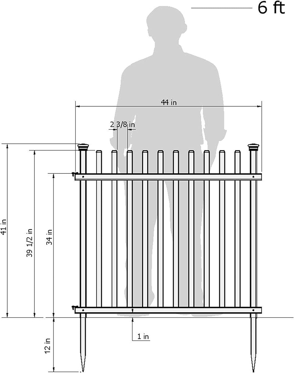 Vinyl Picket Fence 44" W x 41" H 2 Pack and White Vinyl Gate Kit 59.7" W x 41.1" H W84425