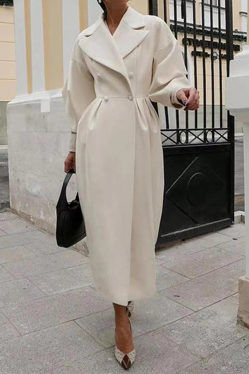Solid Turndown Collar Outerwear S726