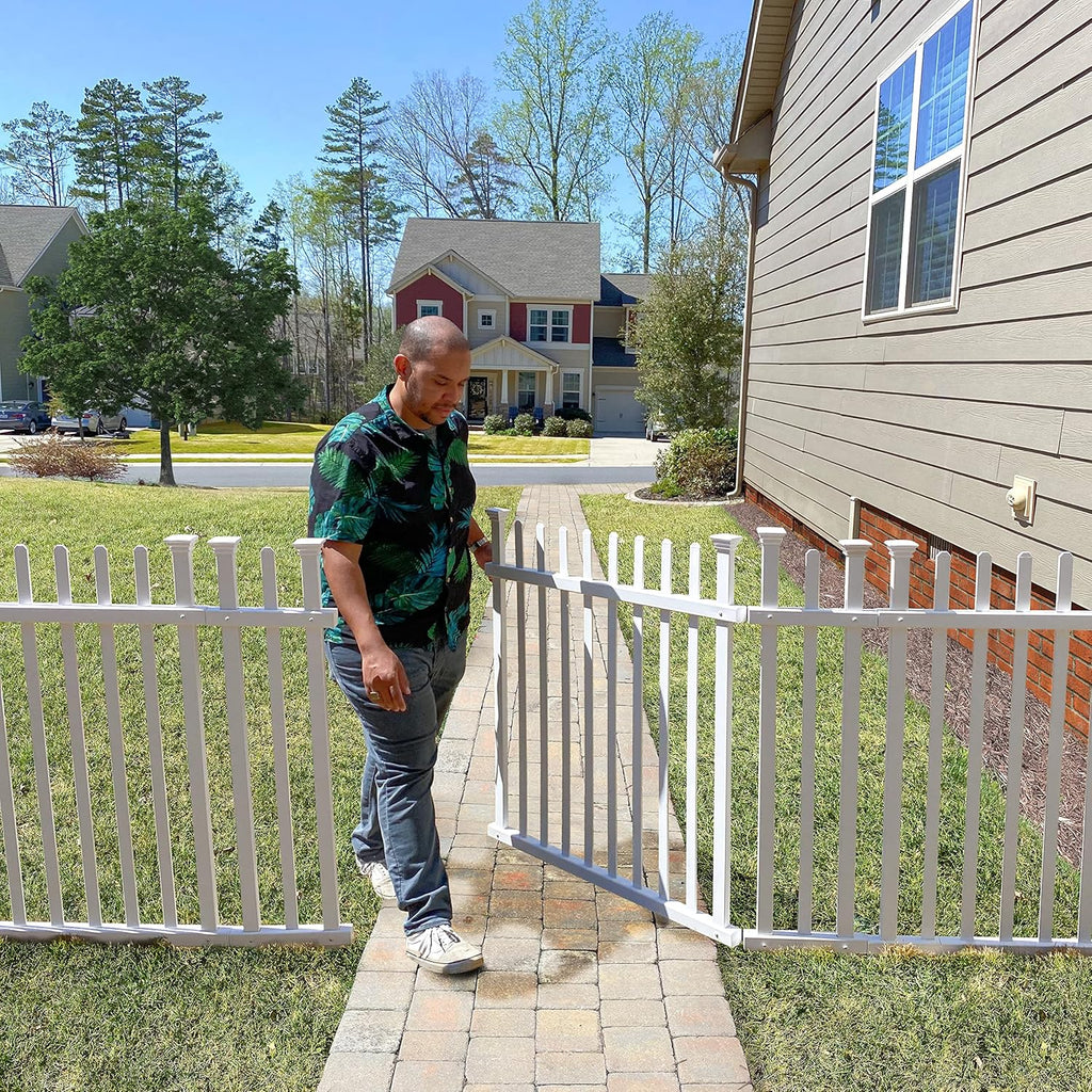 Vinyl Picket Fence 44" W x 41" H 2 Pack and White Vinyl Gate Kit 59.7" W x 41.1" H W84425