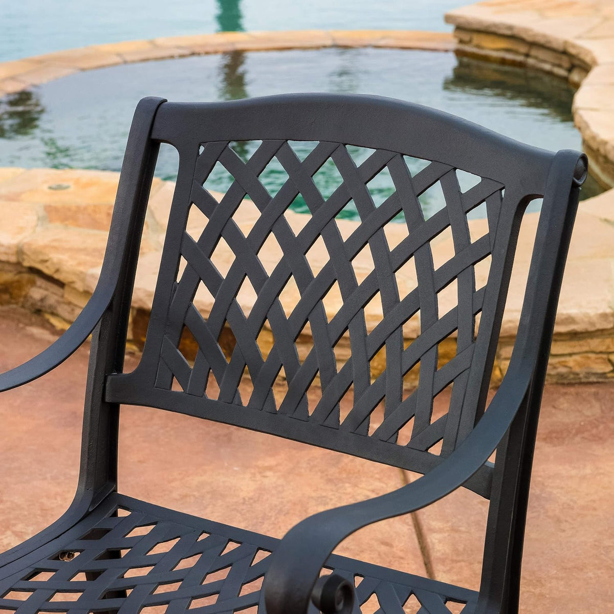 Black Sand Cast Aluminum Chairs 2-Pcs Set K235951