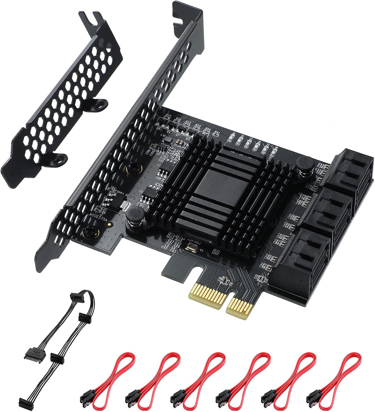 16 Port 4X SATA PCIe Expansion Card with 16 SATA Cables and Bracket O8491