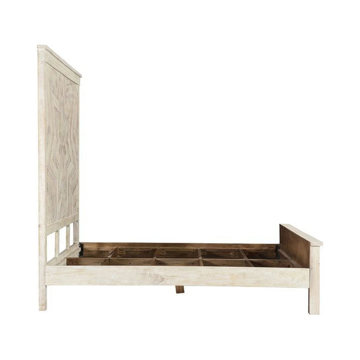 White Solid Wood King Panel Bed Y391