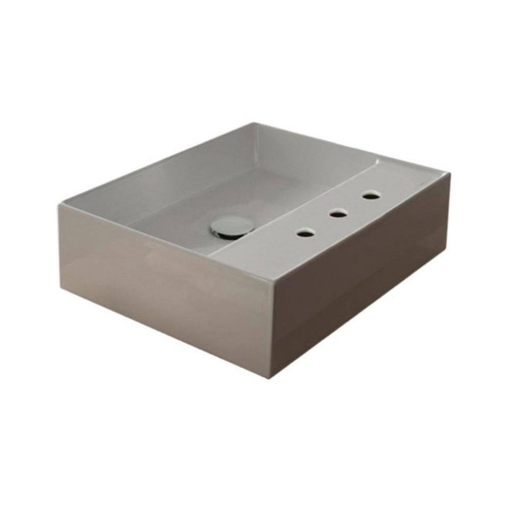 White Three Hole Bathroom Sink B110