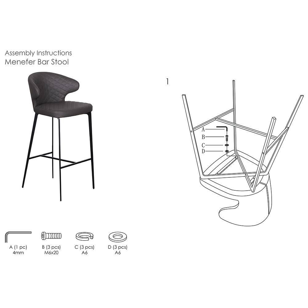 Charcoal Fabric Bar Stool G943406