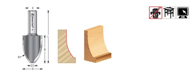 Carbide Tipped Cove Vertical Raised Panel 1-9/16 R x 1-1/8 N2512
