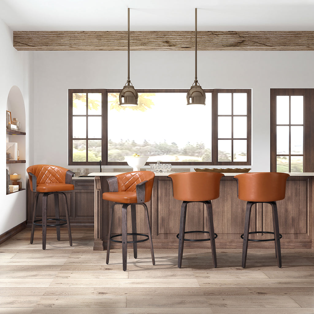 Set of 2 Faux Leather Swivel Bar Stools S751