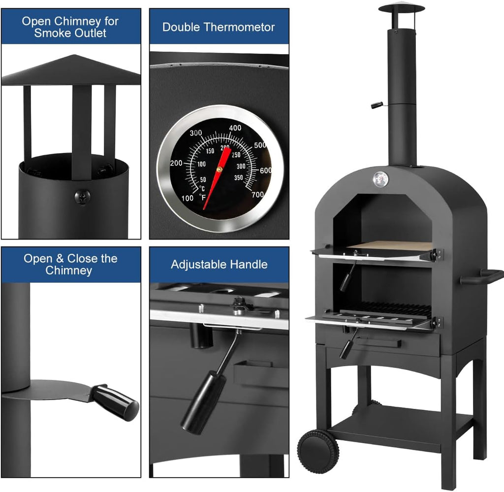 Outdoor Pizza Oven Wood Fire with Pizza Stone Z67169