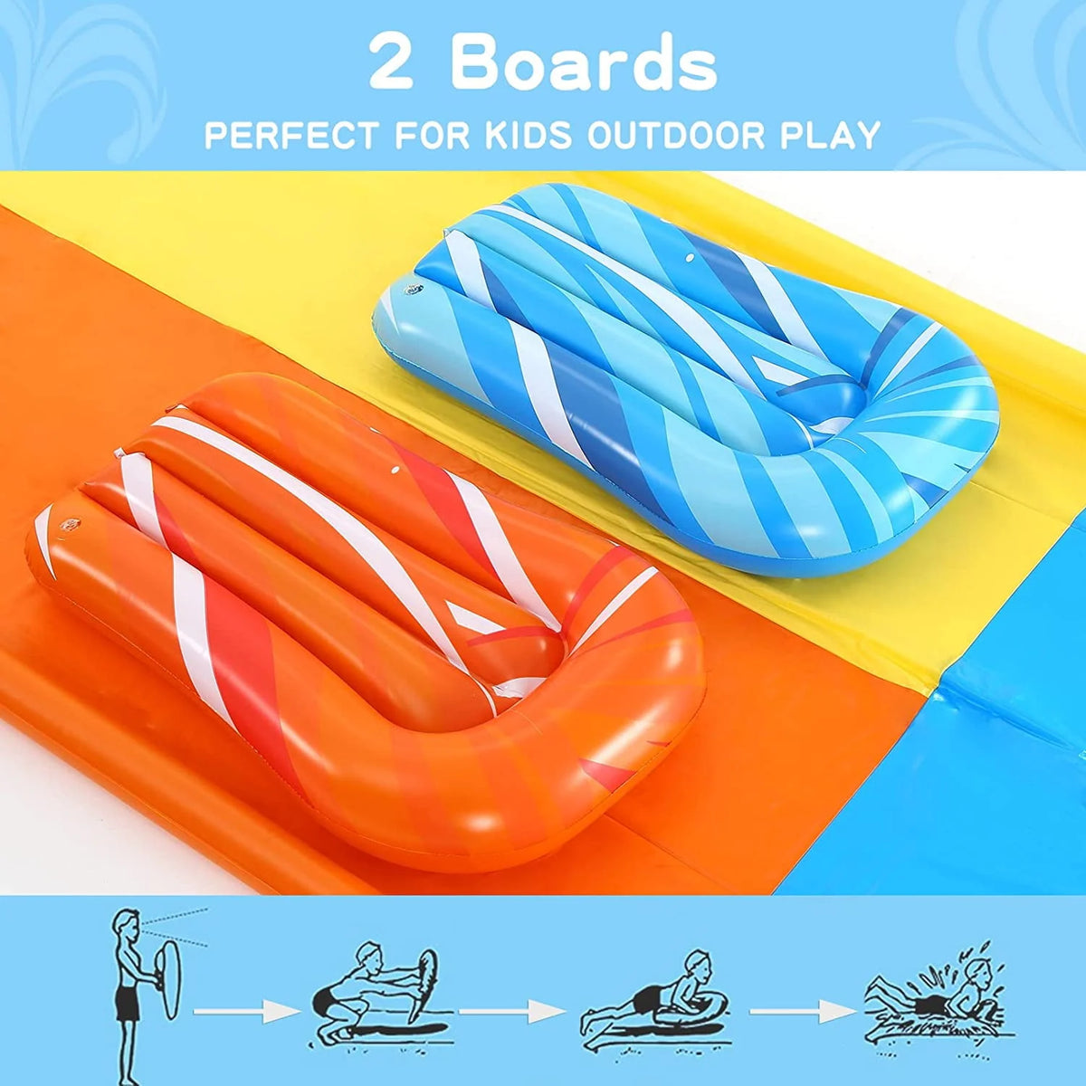 20ft Inflatable Water Slide with 2 Bodyboards Lanes K9108