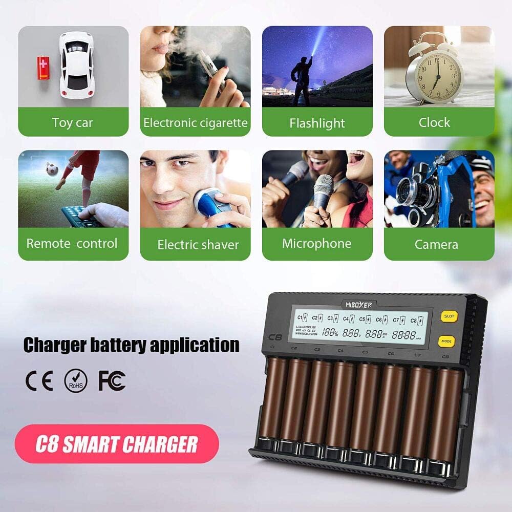 8-Bay Smart Battery Charger with LCD Display P421