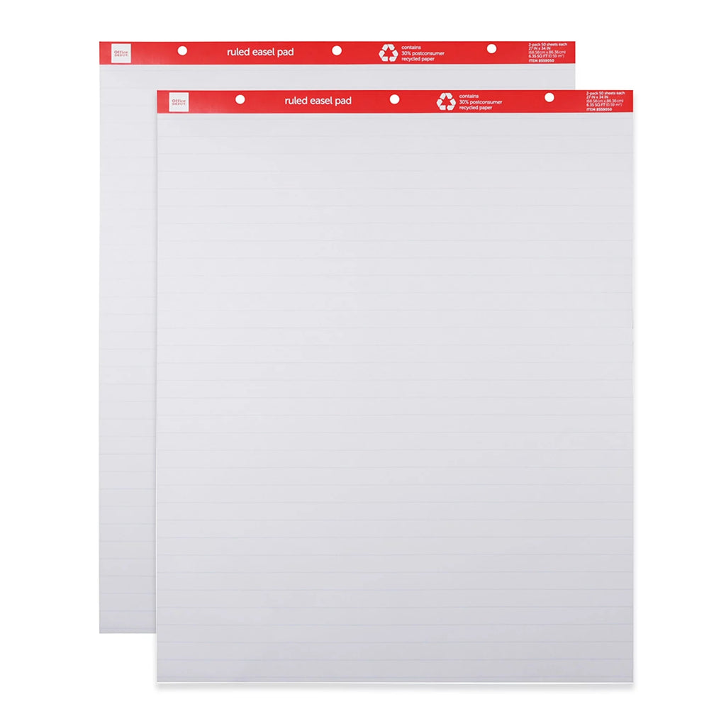 White 27" x 34" Ruled Easel Pads, 50 Sheets, Pack Of 2 I8571