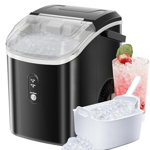 Countertop Ice Maker with Soft Chewable Pellet Ice, 34lbs/24Hrs, Portable Ice Machine with Ice Scoop, Black U9863