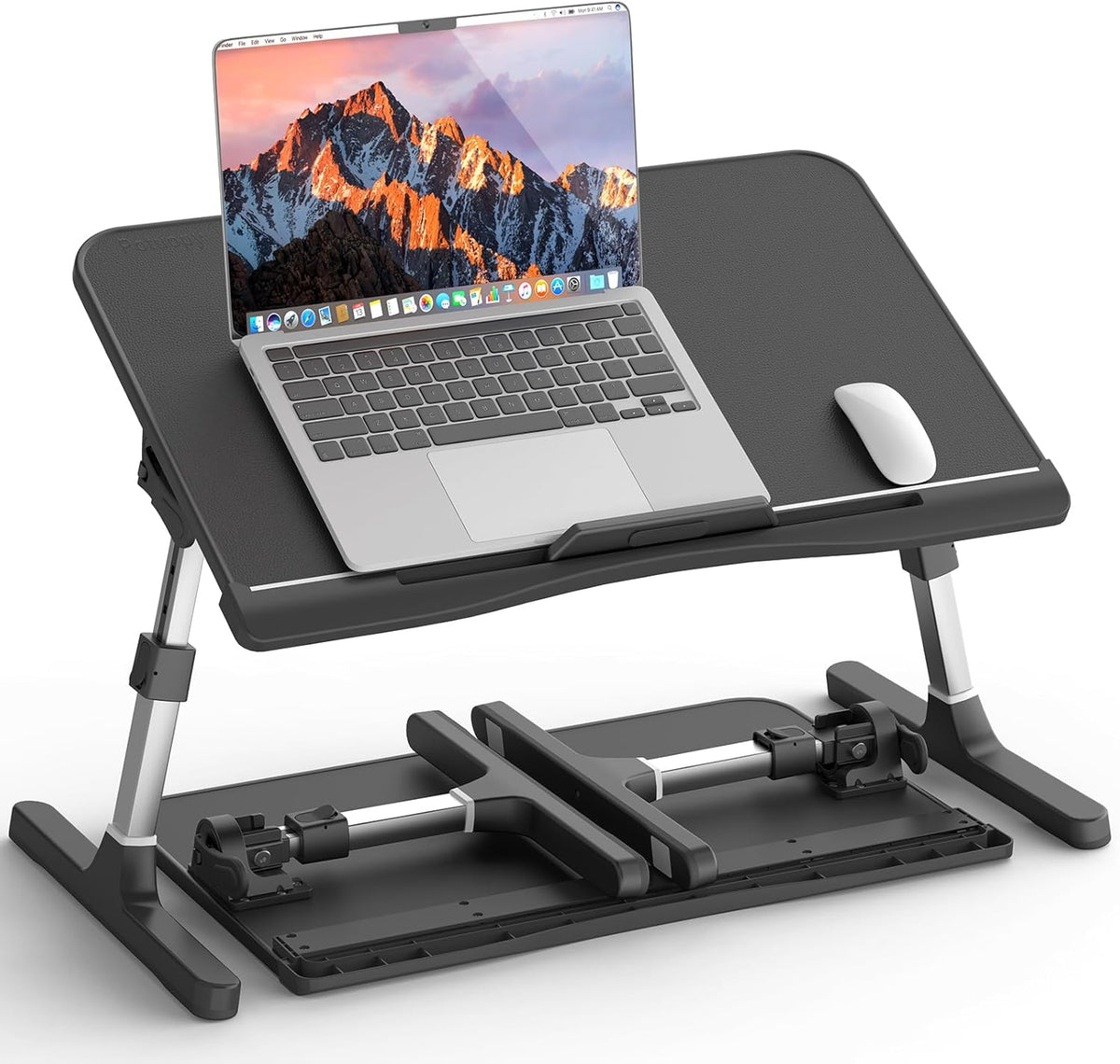 Leather Bed Desk with Removable Stopper, Foldable & Adjustable Lap Desk, Grey and Black N85089