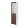 Walnut and White Wooden Linen Tower Cabinet E190909