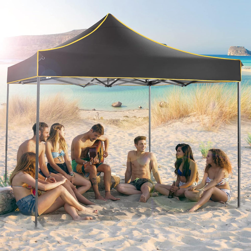 Pop Up Canopy Tent 10x10 Waterproof Portable Folding with Carry Bag (Black) U5219