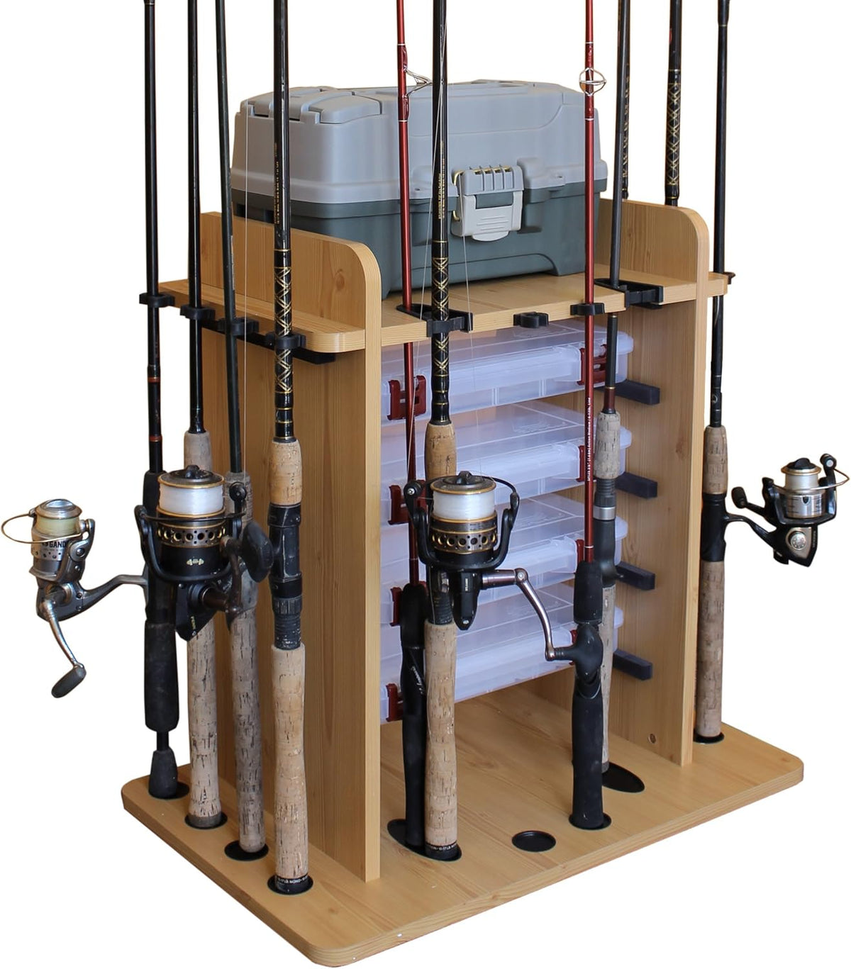 14 Fishing Rod Rack with 4 Utility Box Storage J4982