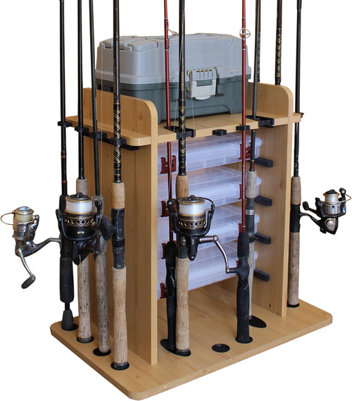 14 Fishing Rod Rack with 4 Utility Box Storage J4982