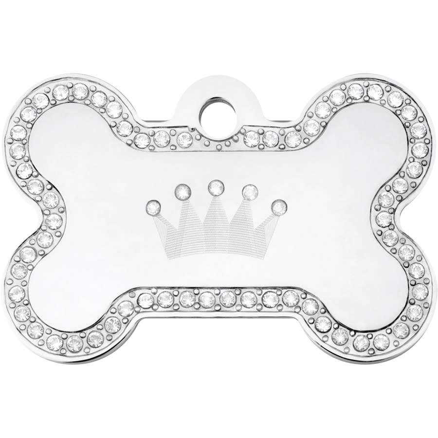 Dog Tag with Crown and Crystals T61274