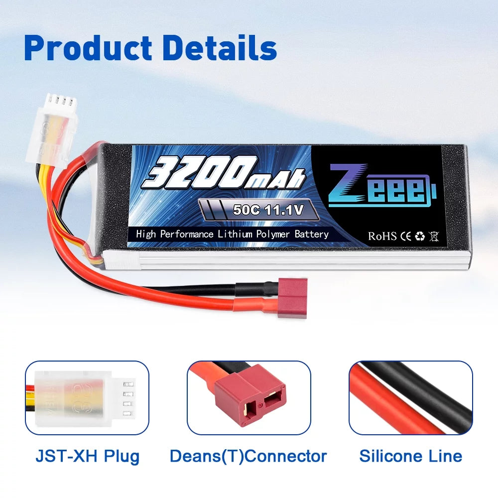 11.1V 50C 3200mAh 3S Lipo Battery 2 Pack O1876