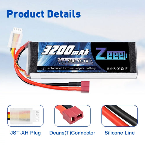 11.1V 50C 3200mAh 3S Lipo Battery 2 Pack O1876