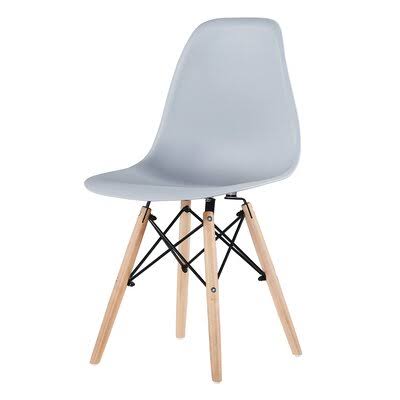Gray Side Chair with Natural Wood Legs M5688