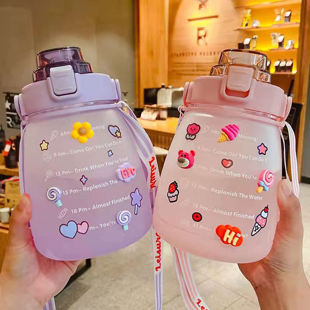 Purple Big Belly Water Bottle with Straw Z63047