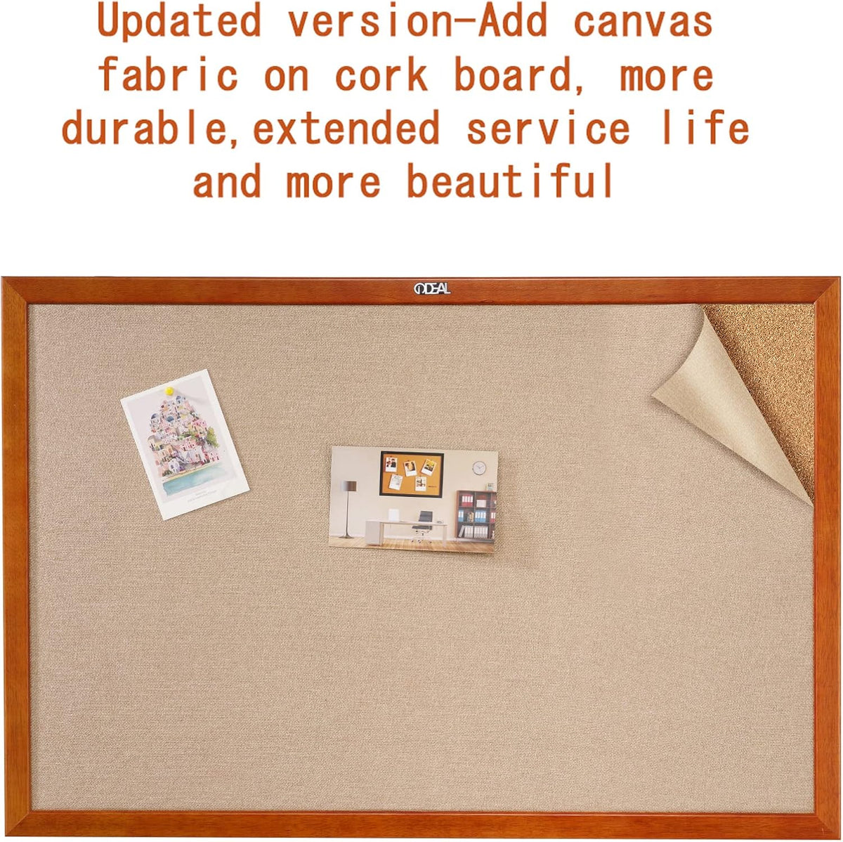 100% Wood Framed Canvas Wall Mounted Bulletin Board 48x36'' H976888