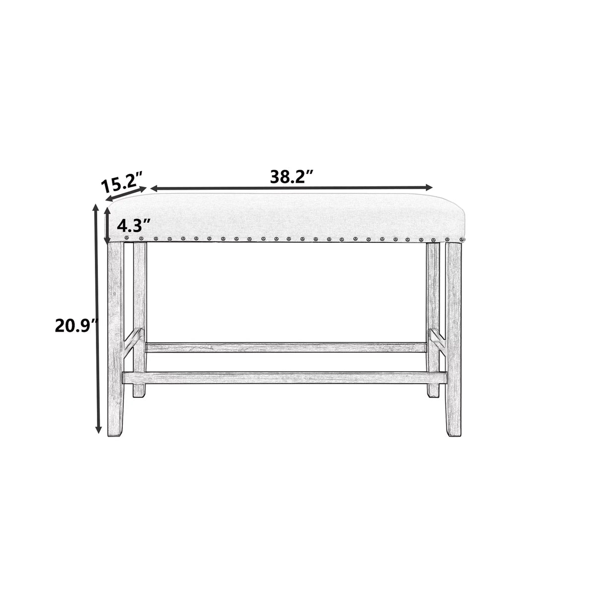 Rustic Wooden Upholstered Dining Bench W218577