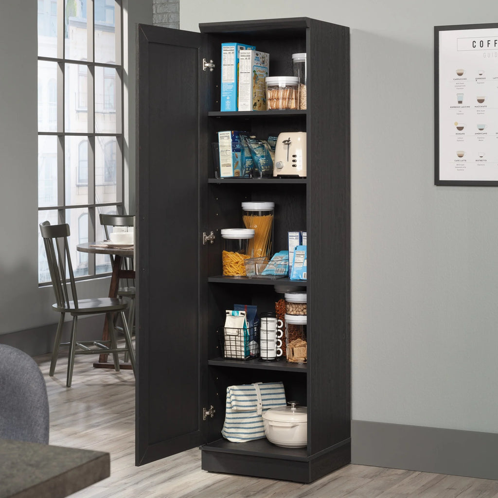 Engineered Wood Single Door Pantry in Raven Oak Finish F855338