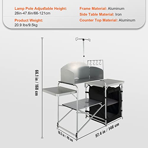 Brown Aluminum Folding Camping Kitchen Table with Storage Carrying Bag P14924
