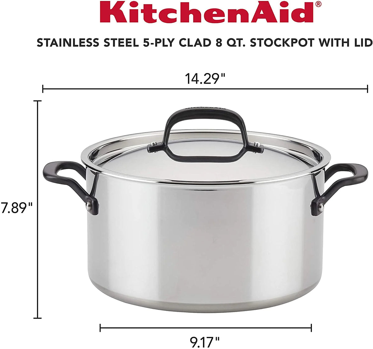 5-Ply Clad Stainless Steel Stock Pot with Lid, 8 Quart G875