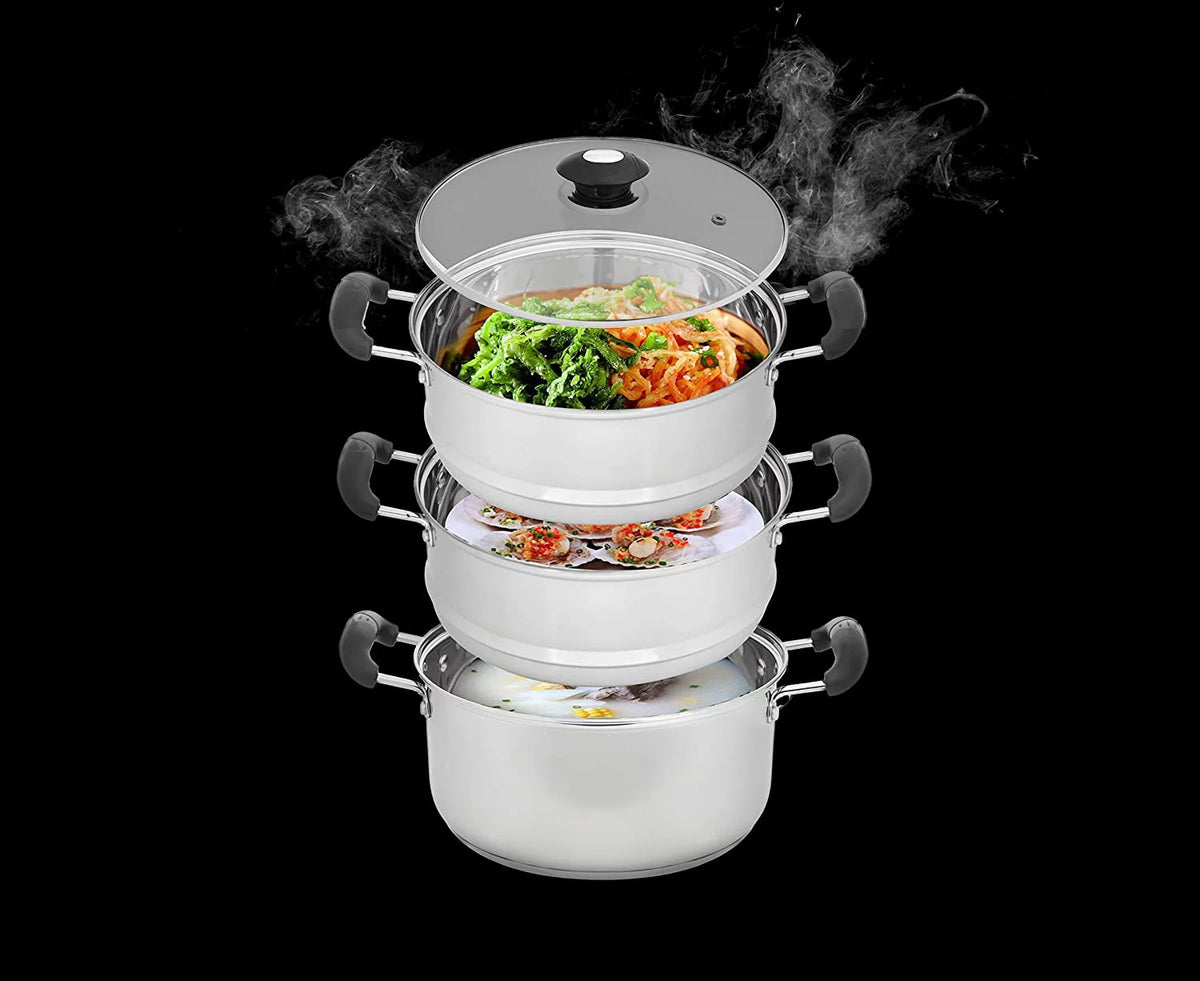 10" Stainless Steel 3 Tier Steamer Pot H1582