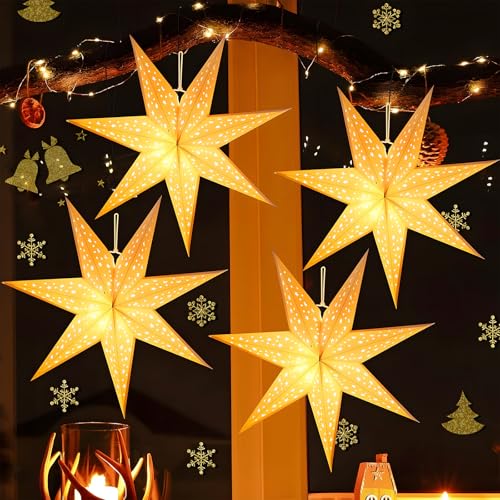 4 Pack 20 Inch Paper Lanterns with LED Star Lights M313273