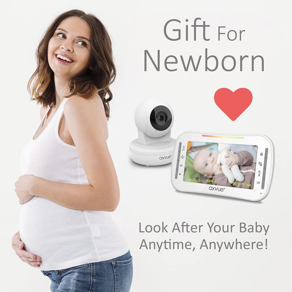 Baby Monitor with Remote Pan-Tilt-Zoom Camera, 4.3” Screen, Night Vision, Talk Back, Room Temperature, Lullabies, 1000ft Range P661889