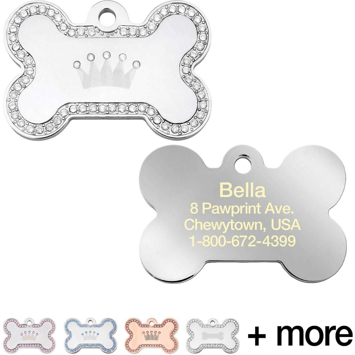Dog Tag with Crown and Crystals T61274
